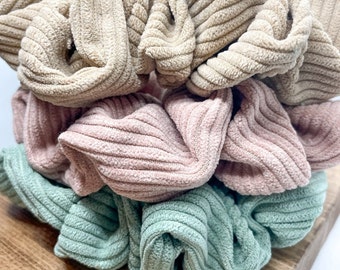 Corduroy Scrunchie | Lightweight | Super Soft | Blush | Sage | Sand| Calgary | Free Shipping Canada |