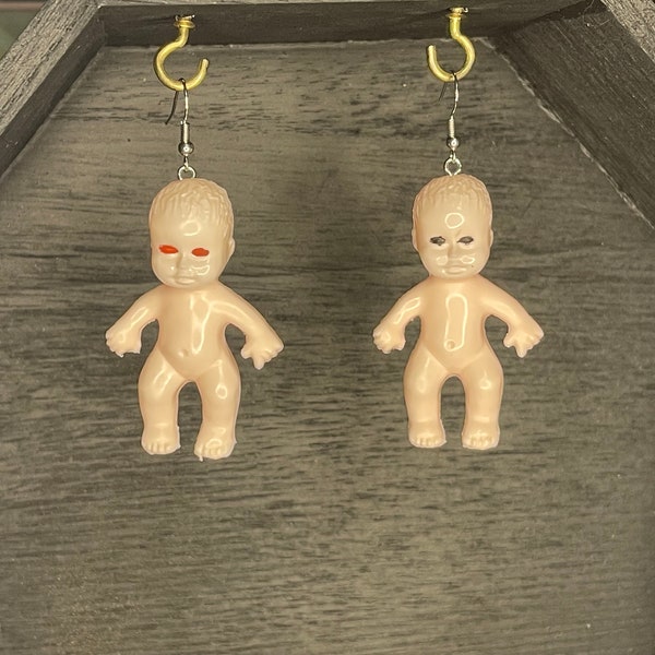 Demon Baby Earrings Hypoallergenic Spooky Weird Creepy