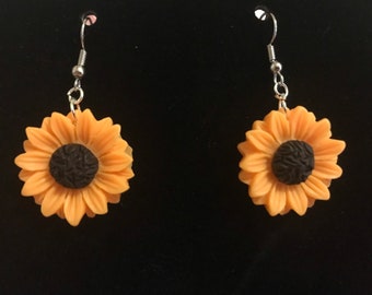 Sunflower Flower Cottagecore Fall Autumn Earrings Hypoallergenic