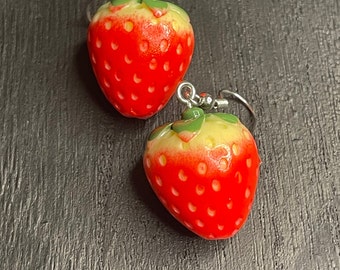 Strawberry Earrings Hypoallergenic Cottagecore Fruit Berry