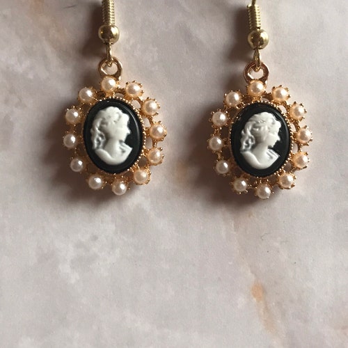 Cameo Earrings Etsy