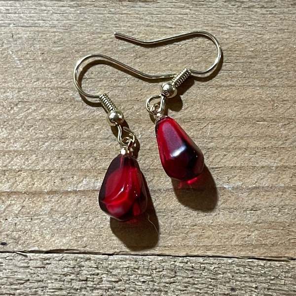 Pomegranate Seed Earrings Hypoallergenic