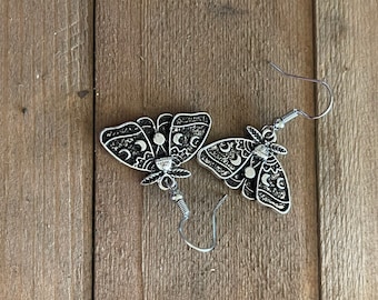 Moon Moth Earrings Hypoallergenic