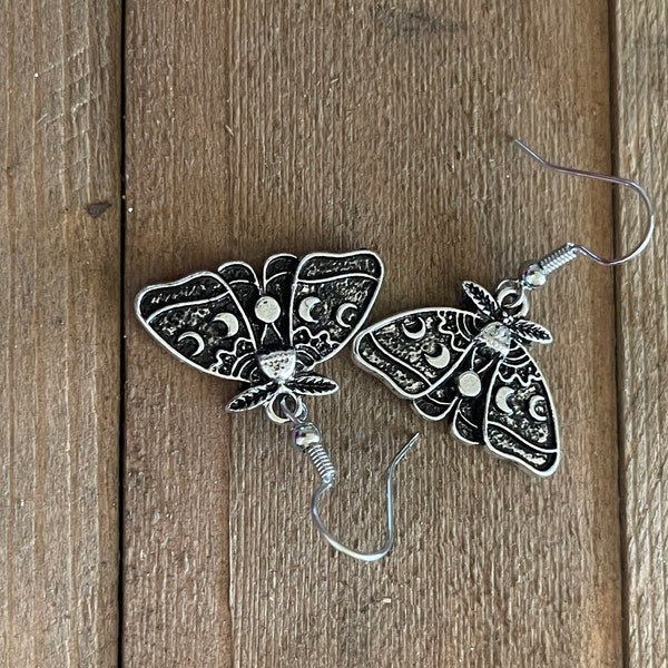 Moon Moth Earrings Hypoallergenic