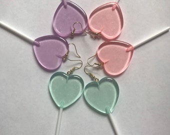 Heart Lollipop Earrings Hypoallergenic Candy Jewelry