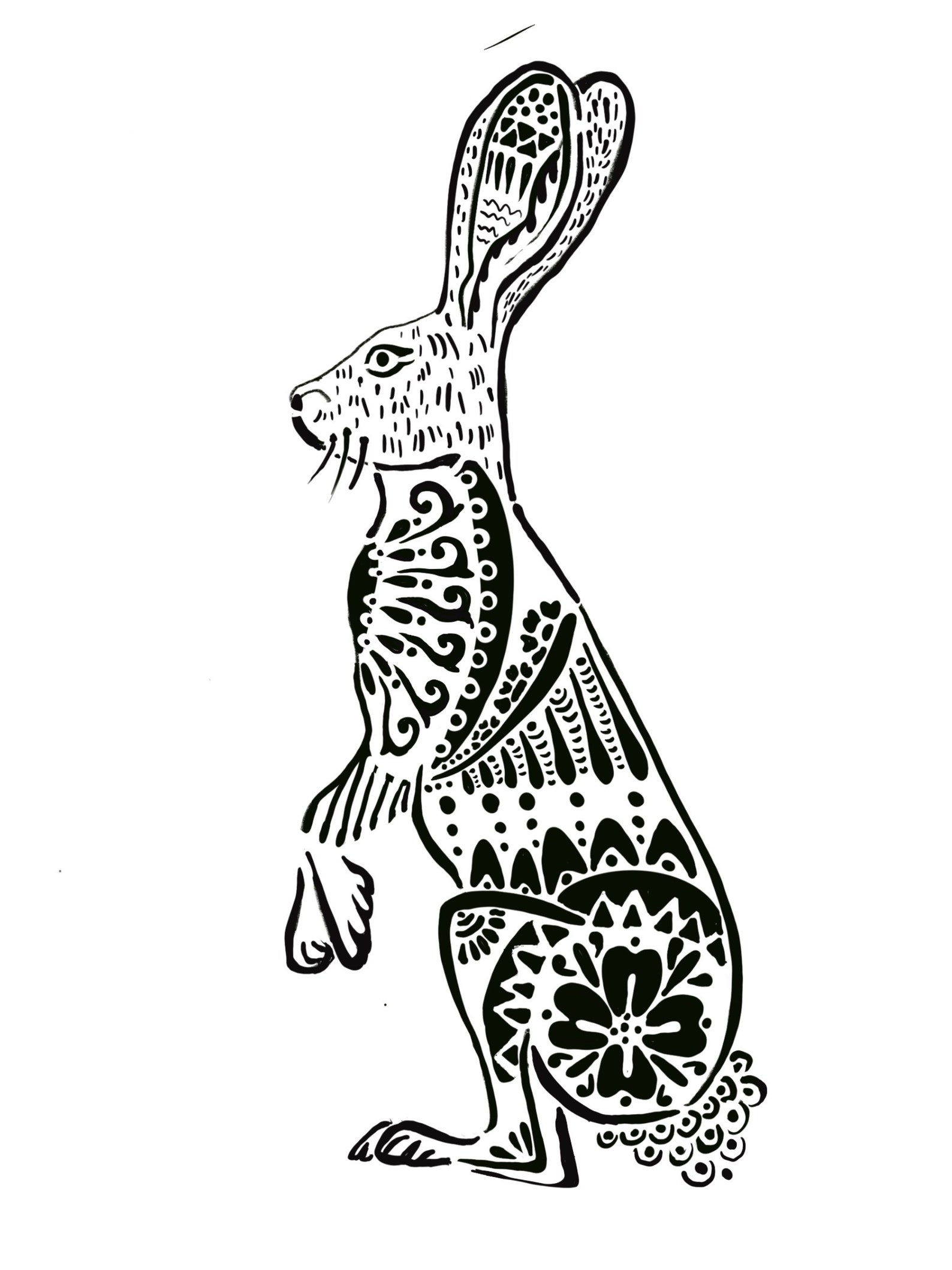 Hare Rabbit Folk Art Stencil Reusable Mandala Wall Stencil - Etsy