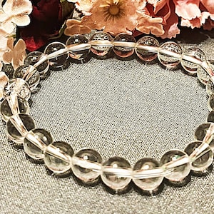 Clear Quartz Gemstone Bracelet 7 inch stretchy bracelet 8 mm beaded bracelets for stacking Stretchy gemstone bracelet stack Handmade jewelry