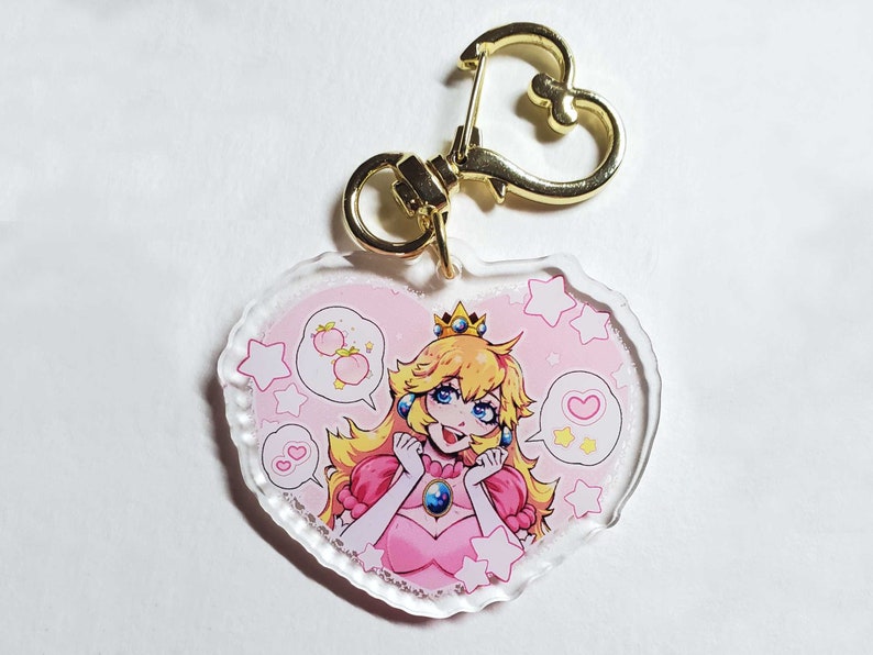 Princess Peach Keychain Mario Fanart Etsy