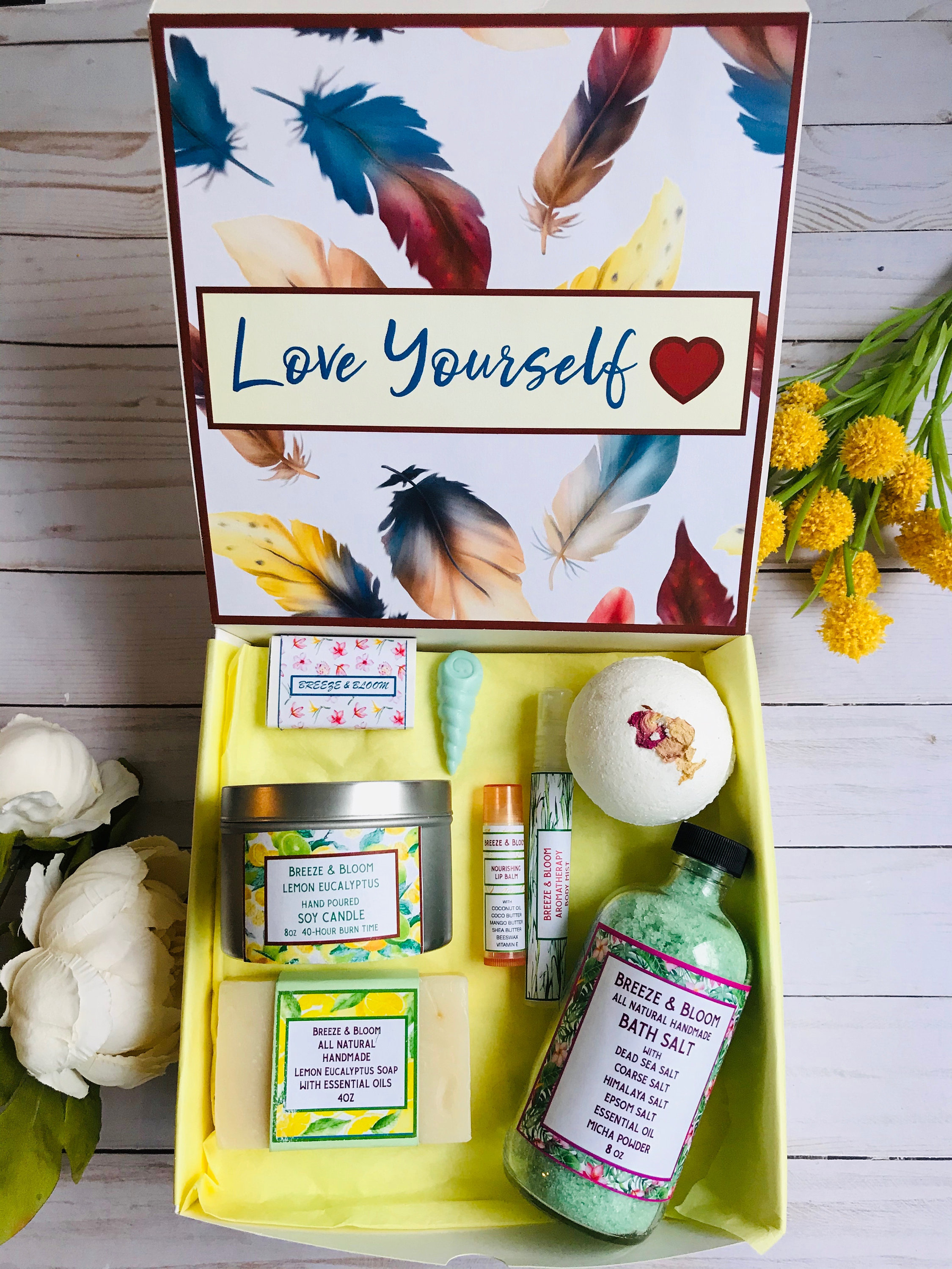 Love Yourself Spa Gift Basket Self Care Package Natural
