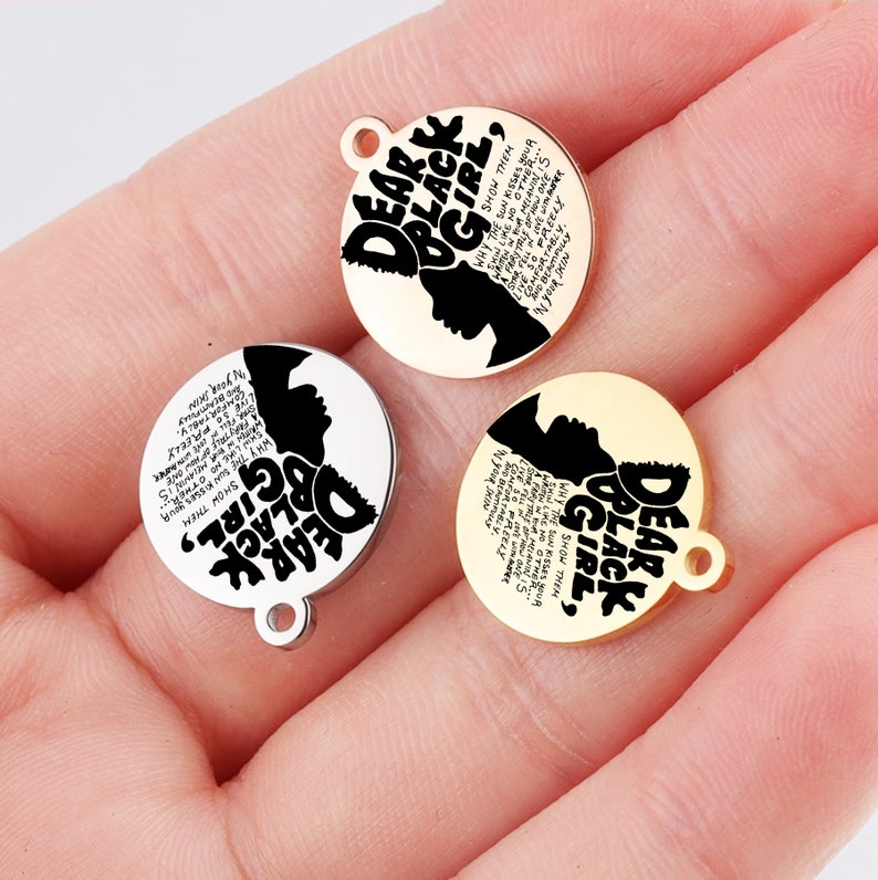 Personalized Charms Laser Engraved Charms Jewelry Supplies I/'m Black Mixed With Black Gold-Silver-Rose Gold Charm Melanin Charm