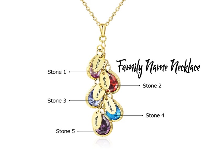 Mother/'s Day Gift Women Family Necklace Family Name Necklace Mom And Kid Necklace Mom Necklace Mom Gift VP/_73 BirthStone Necklace