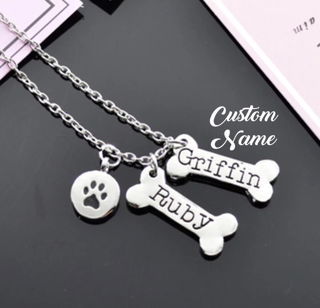 Dog Bone Necklace Personalized Dog Bone Necklace Dog Mom Necklace Pet