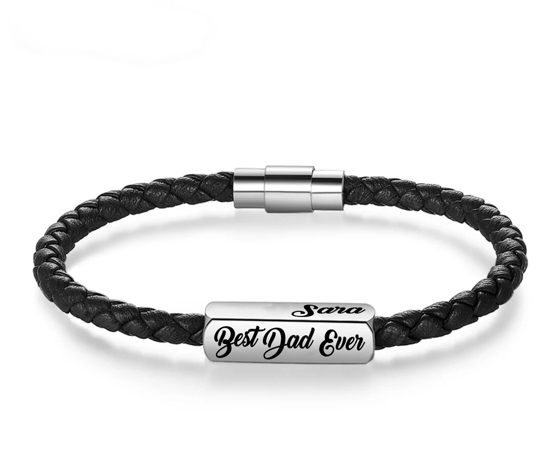 Men Leather Bracelet family Name Bracelet Dad Bracelet Etsy UK