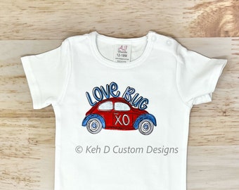 Love Bug Valentines Day Shirt, Boys Valentines Day Shirt, Love Bug Shirt, Valentines Day Shirt, Blue and Red Valentine&#39;s Day Shirt