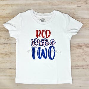 Red White & TWO Birthday Shirt, Boys 2nd Birthday Shirt, Kid 4th of July Birthday Shirt, Embroidery Shirt, Kids Birthday Shirt, 4th of July