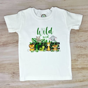 Wild and THREE Birthday Shirt, Boys&#39; 3rd Birthday Shirt, Jungle 3rd Birthday Shirt, Boy Birthday Shirt, Jungle Themed Birthday Shirt