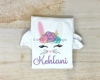 Girl Easter Bunny Shirt, Personalized Bunny Shirt, Girl Easter Bunny Easter Shirt, Girl Bunny Shirt, Easter Shirt, Embroidered Easter Shirt