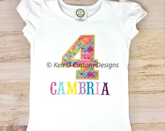 Camiseta de cumpleaños de sirena arcoíris, camiseta de cumpleaños de niña, camiseta de cumpleaños numerada, camiseta de sirena personalizada, camiseta bordada,