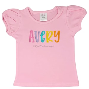 Girls Personalized Name Shirt, Girls Rainbow Name Shirt, Girls Personalized Embroidered Shirt