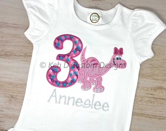Girl Dinosaur Birthday Shirt, Girl Birthday Shirt, Personalized Shirt, Embroidered Shirt, Birthday Shirt, Dinosaur Shirt, Girl Dinosaur