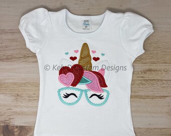 Unicorn Valentines Day Shirt, Girls Valentines Day Shirt, Unicorn Shirt, Embroidered Shirt, Valentines Day Shirt, Girls Unicorn Shirt