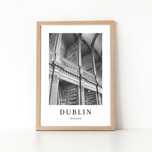 Dublin Ireland Travel Print black and white - Europe Library Photo - Trinity Library Photo - Wall art decor - Books - Coffee shop photo