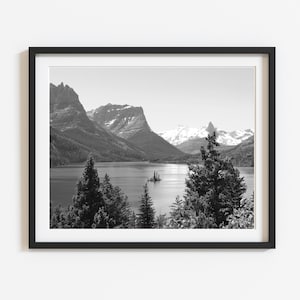 Montana Photo print B&W - Glacier National Park photo print - St. Mary photo - Nature print Mountain photography Wall decor 5x7, 8x10, 11x14