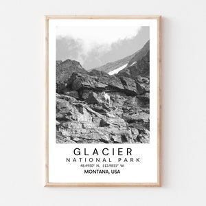 Glacier National Park Poster - Montana photo print - Mountain goat nature print - Mountain wall art - Landscape photography - Wall decor