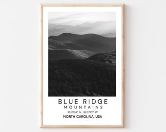 Blue Ridge Mountains Poster - Sunset photo - Mountain print - Asheville, North Carolina print - Craggy Gardens - Wall decor -  Nature print