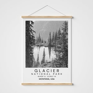 Glacier National Park, Montana Poster print - tree reflections - mountain poster print - Wall decor - National Park Print - Nature print