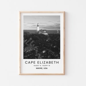 Maine Poster Print - Portland Head Lighthouse - Vuurtoren print - Reizen print - Maine Wall art - Cape Elizabeth Maine foto - Lighthouse