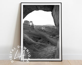 DIGITAL Arches National Park Print Black & White - Utah Arches Photo - Delicate Arch - Utah Landscape - Photo print - Wall art - Wall decor