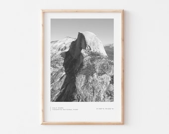 Yosemite Half Dome Poster black & white - Yosemite National Park print - Mountain art print - Wall art decor - Minimalist Wall art