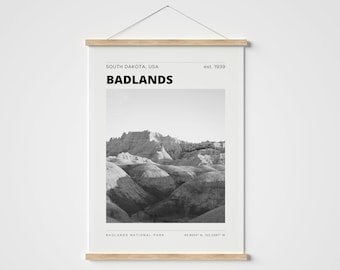 Badlands National Park Poster - South Dakota - Yellow Mounds - National Park Nature Print - Landscape print - Wall decor - Wall art