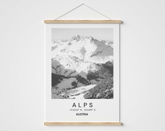 Austrian Alps Mountain Poster - Europe travel print - Landscape Photography - Lech, Austria - Wall art - Travel print - Europe