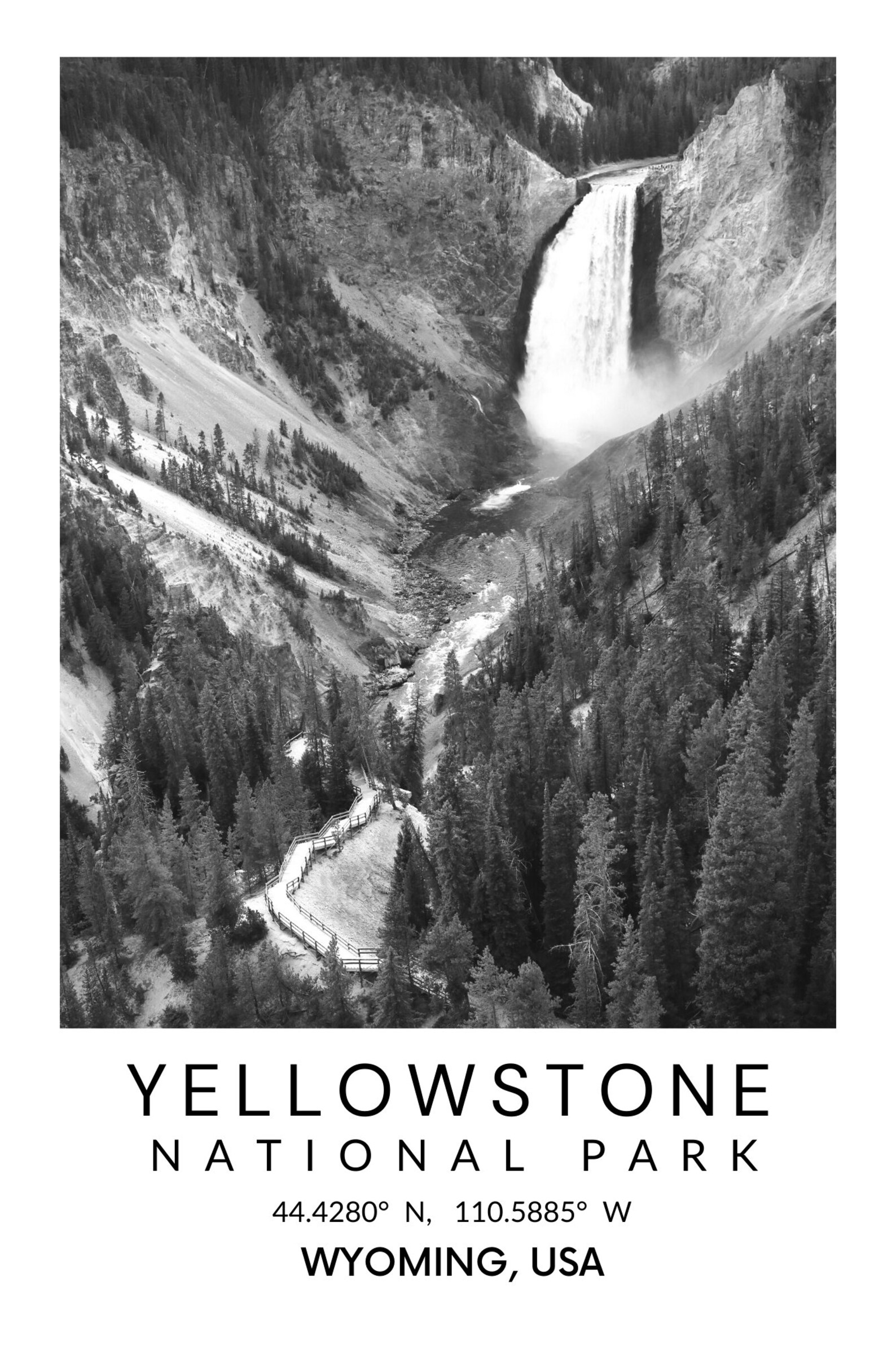Yellowstone National Park poster print Yellowstone Upper Etsy