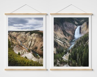 Set of 2 Yellowstone National Park Prints 15% OFF - Yellowstone Falls photo - Yellowstone wall art - Fine art print - Wyoming - Wall art