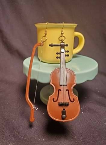 Violin and Bow Dangle Earrings
