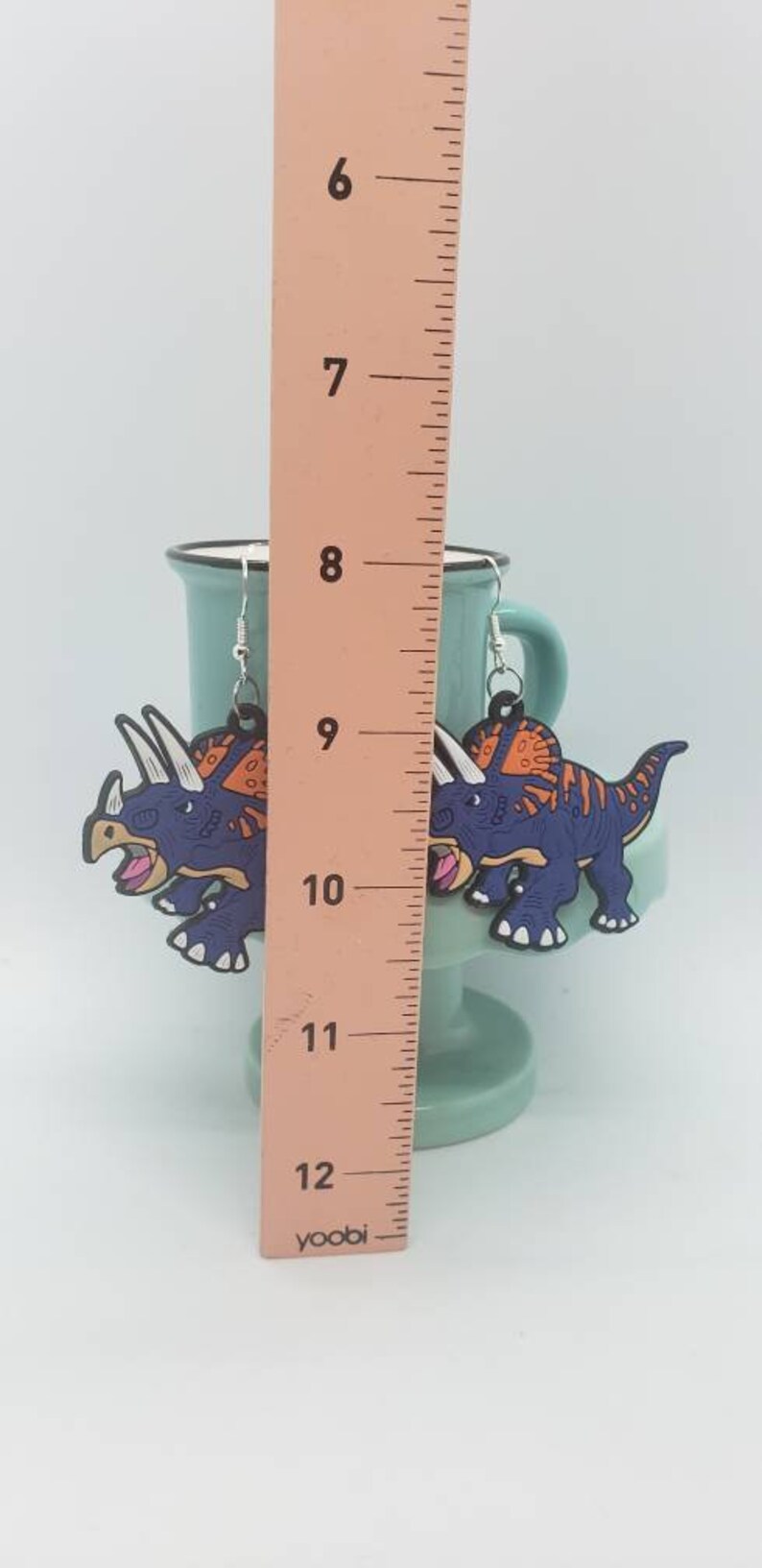 Roaring Dino Dangle Earrings Blue