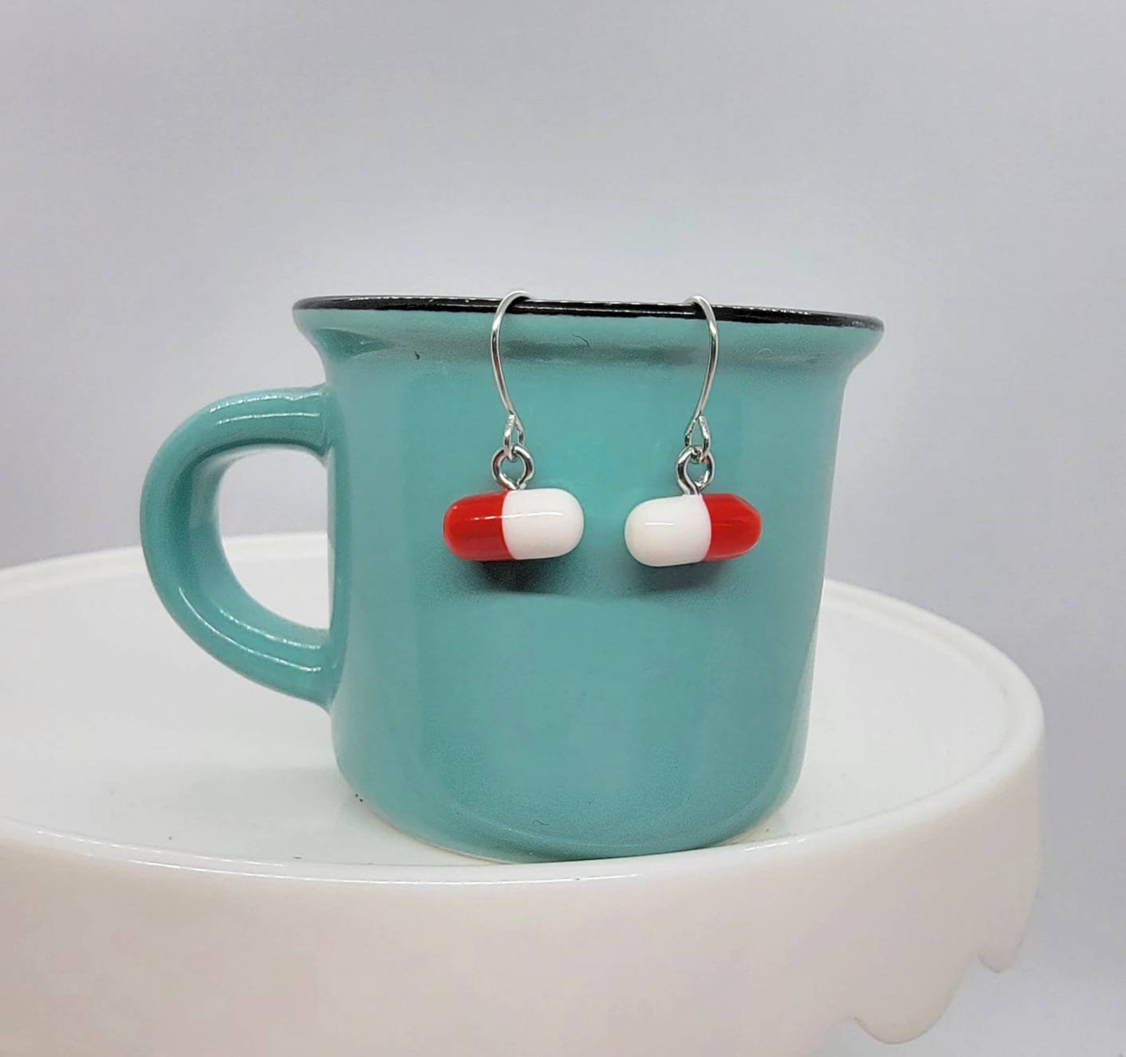 Pill Dangle Earrings Red Etsy