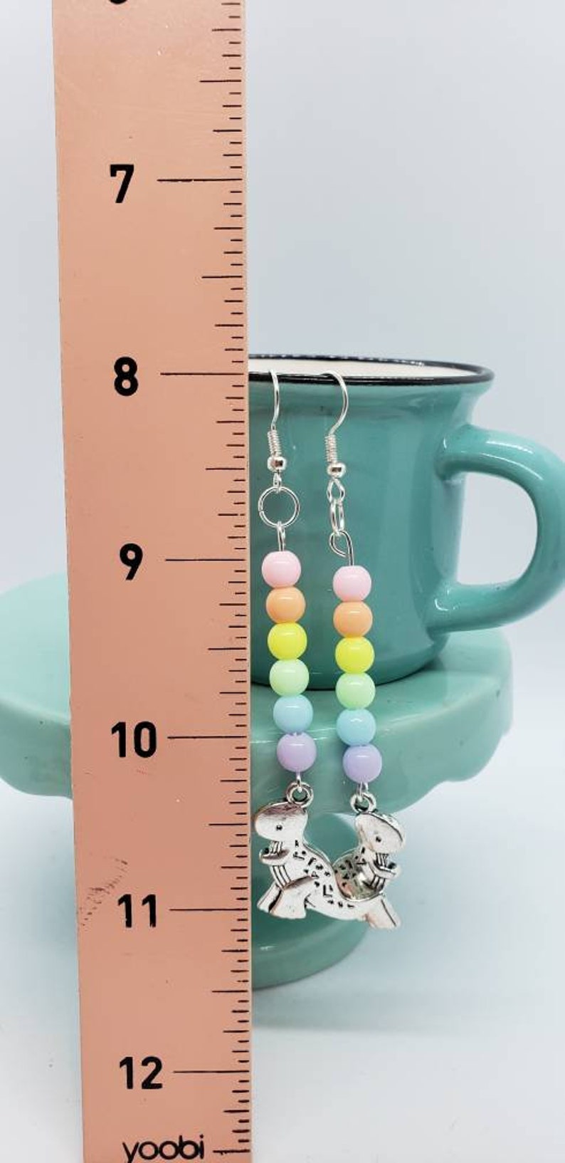 Pastel Rainbow Dinosaur Dangle Earrings