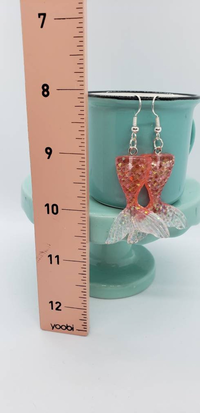 Clear to Purple Glittery Mermaid Tail Dangles