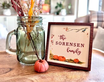 Custom Wood Framed Miniature Sign | Farmhouse Type | Tiered Tray Décor | Handmade in U.S.A. - Vintage Fall Family Name Sign