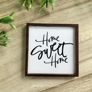 Wood Framed Miniature Sign | Farmhouse Type | Tiered Tray Décor | Handmade in U.S.A. - Home Sweet Home