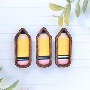 Wood Framed Miniature Sign | Farmhouse Type | Tiered Tray Décor | Handmade in U.S.A. - Extra Mini Pencils With Magnet