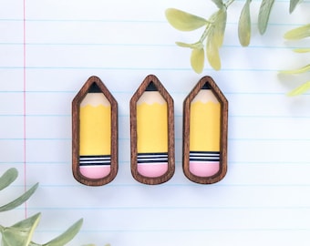 Wood Framed Miniature Sign | Farmhouse Type | Tiered Tray Décor | Handmade in U.S.A. - Extra Mini Pencils With Magnet