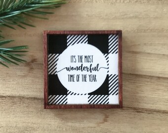 Wood Framed Miniature Sign | Tiered Tray Décor | Christmas Ornament Option -  It's The Most Wonderful Time Of The Year