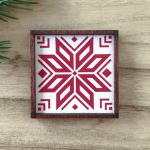 Wood Framed Miniature Sign Tiered Tray Décor Christmas Ornament Option Nordic Sweater Snowflake image 7