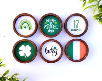 Wood Framed Miniature Sign | Farmhouse Type | Tiered Tray Décor | Handmade in U.S.A. - Extra Mini St. Patrick's Day Sign With Magnet