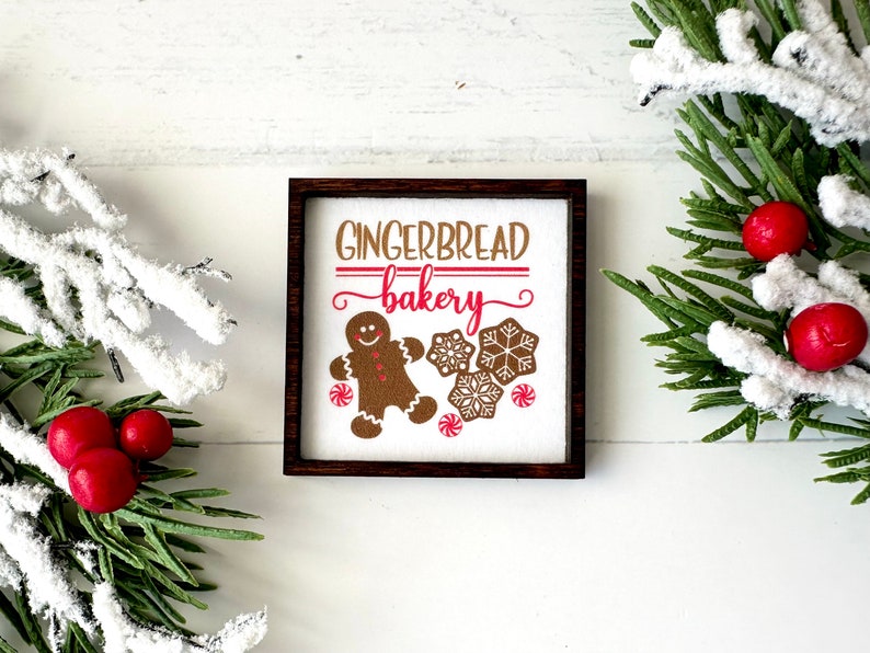 Wood Framed Miniature Sign Tiered Tray Décor Ornament Option Handmade in U.S.A. Gingerbread Bakery image 1